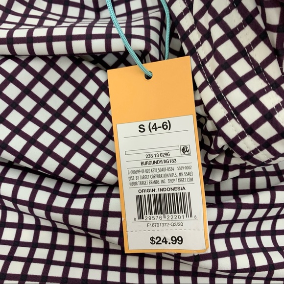 Kona Sol Burgundy Purple White Patterned Adjustable Tankini Bikini Top New Nwt - Picture 11 of 15